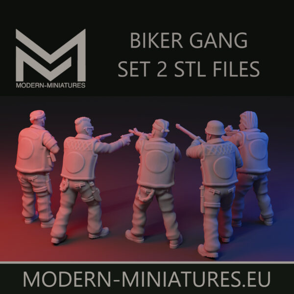 Biker Gang miniatures set 2 of 2 28mm [Digital] - Image 2